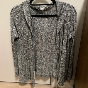 Grey Knit Open hooded cardigan